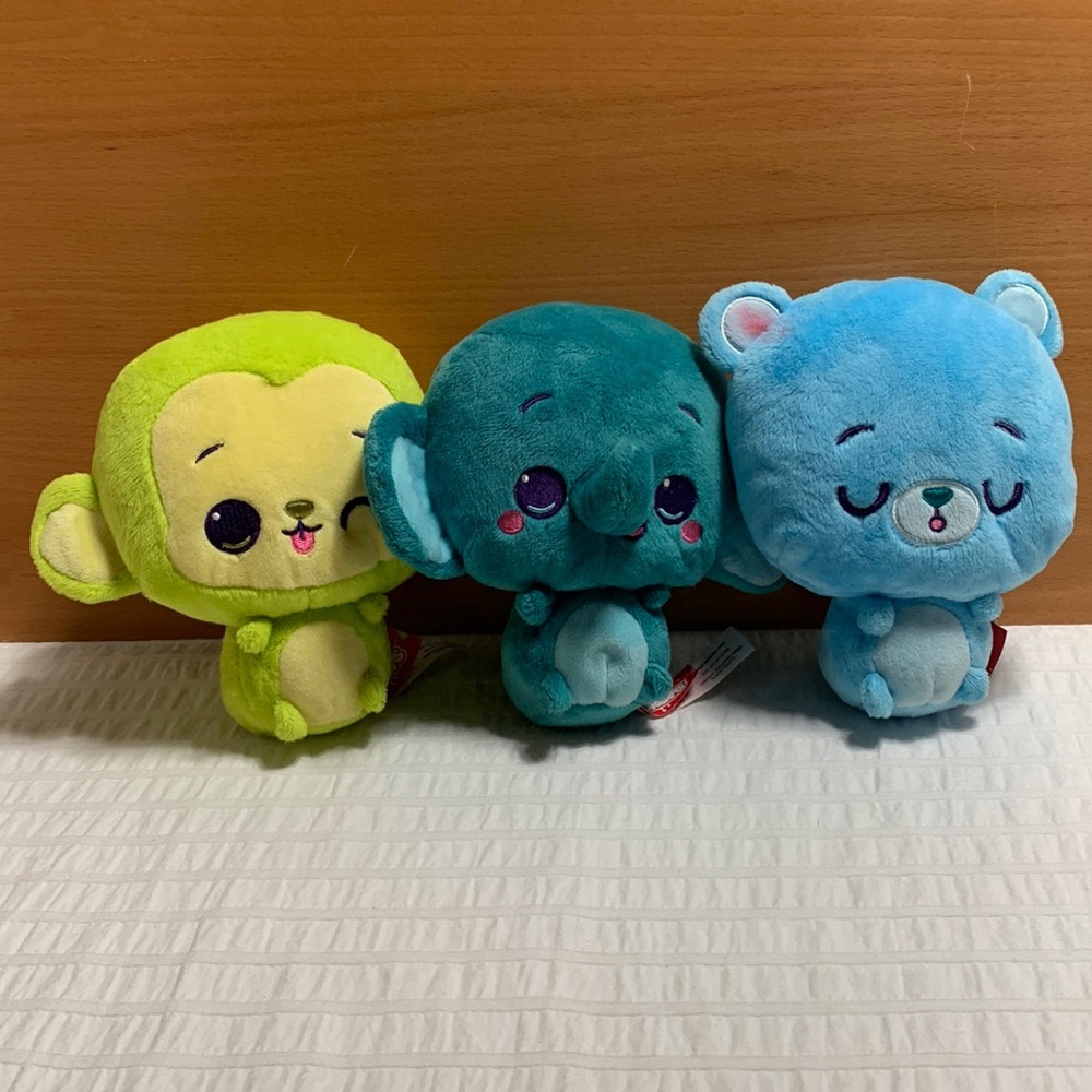Gund Drops Plush Beanie Trio - Monkey, Bear, Elephant